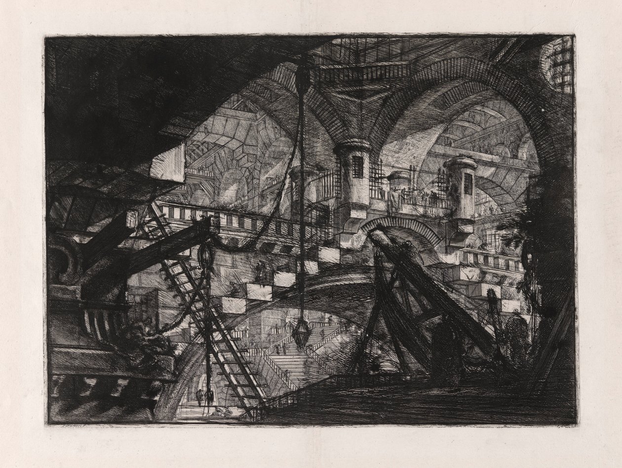 Łuk z ornamentem muszli, tablica 11 z Carceri d autorstwa Giovanni Battista Piranesi