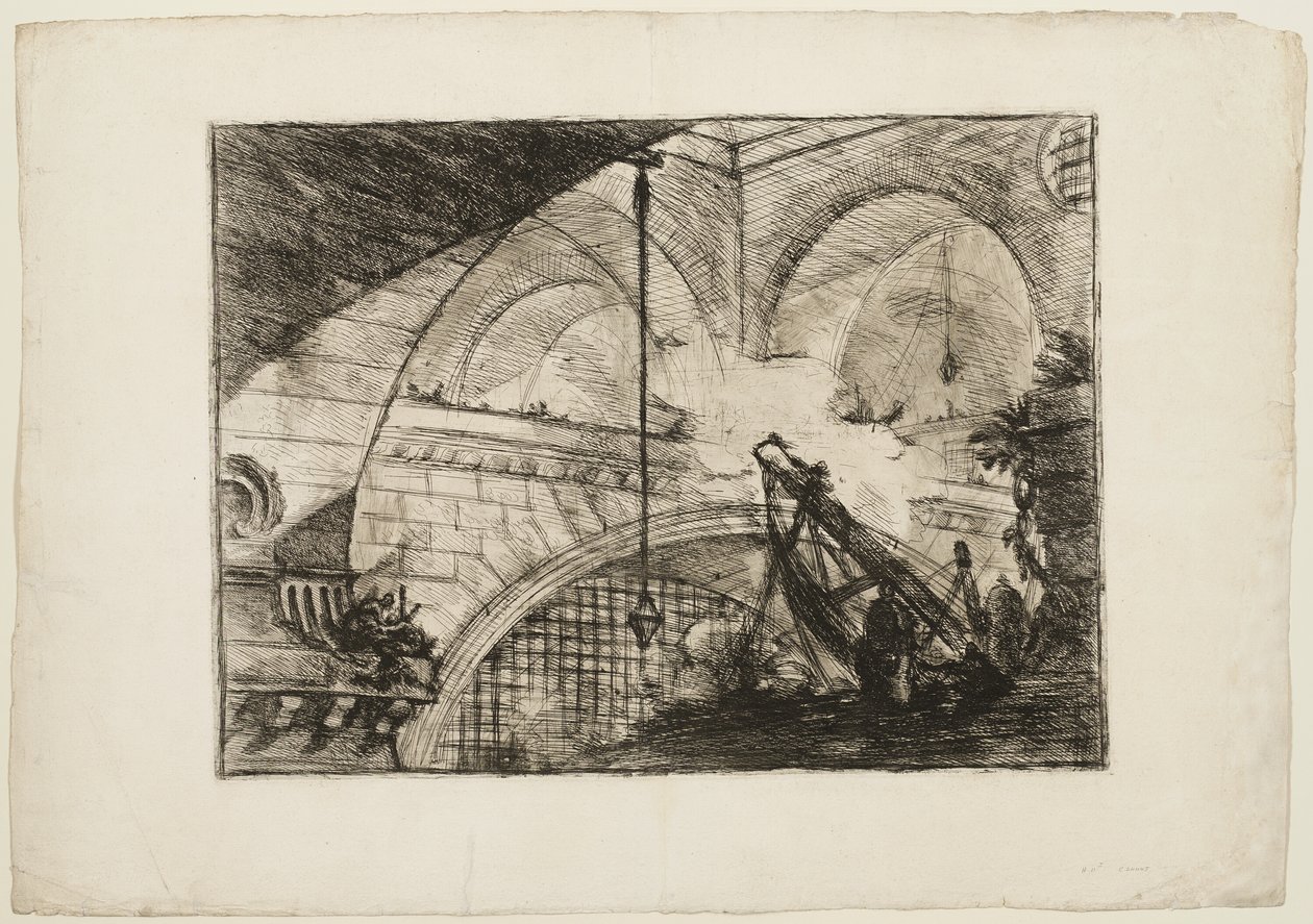 Łuk z ornamentem muszli, płyta 11 z Wyimaginowanych Więzien autorstwa Giovanni Battista Piranesi