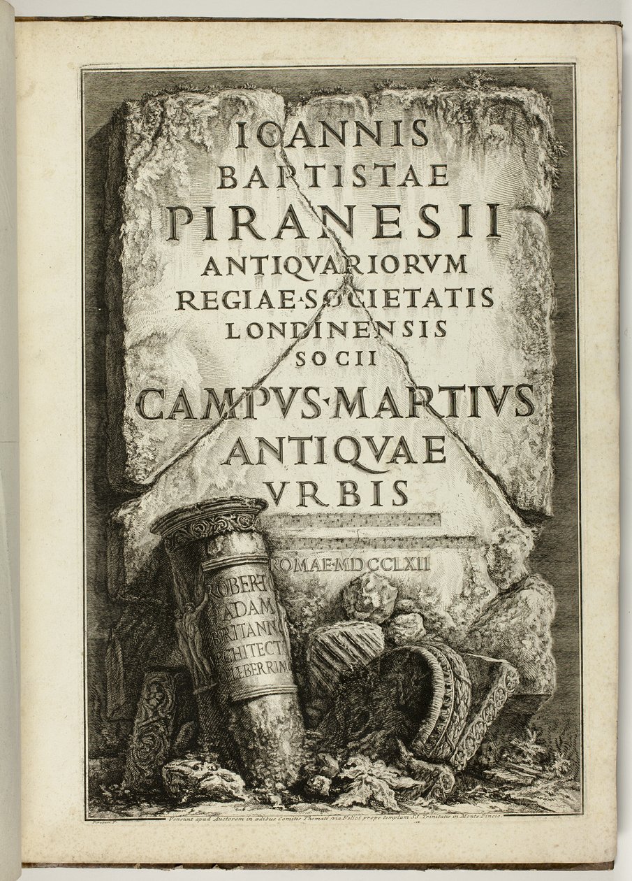 Campus Martius starożytnego Rzymu, dzieło G.B. Piranesi, członek Królewskiego Towarzystwa Antykwariatów, Londyn autorstwa Giovanni Battista Piranesi