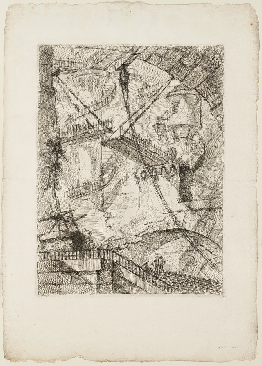Most zwodzony, płyta 7 z wyimaginowanych więzień autorstwa Giovanni Battista Piranesi