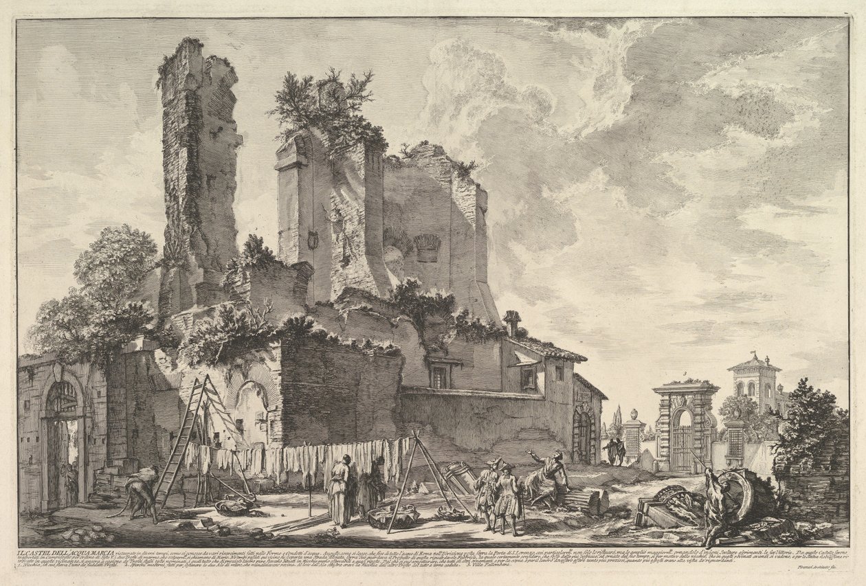 Fontanna Aqua Giulia (Widoki na pozostałości zamku Aqua Giulia) autorstwa Giovanni Battista Piranesi