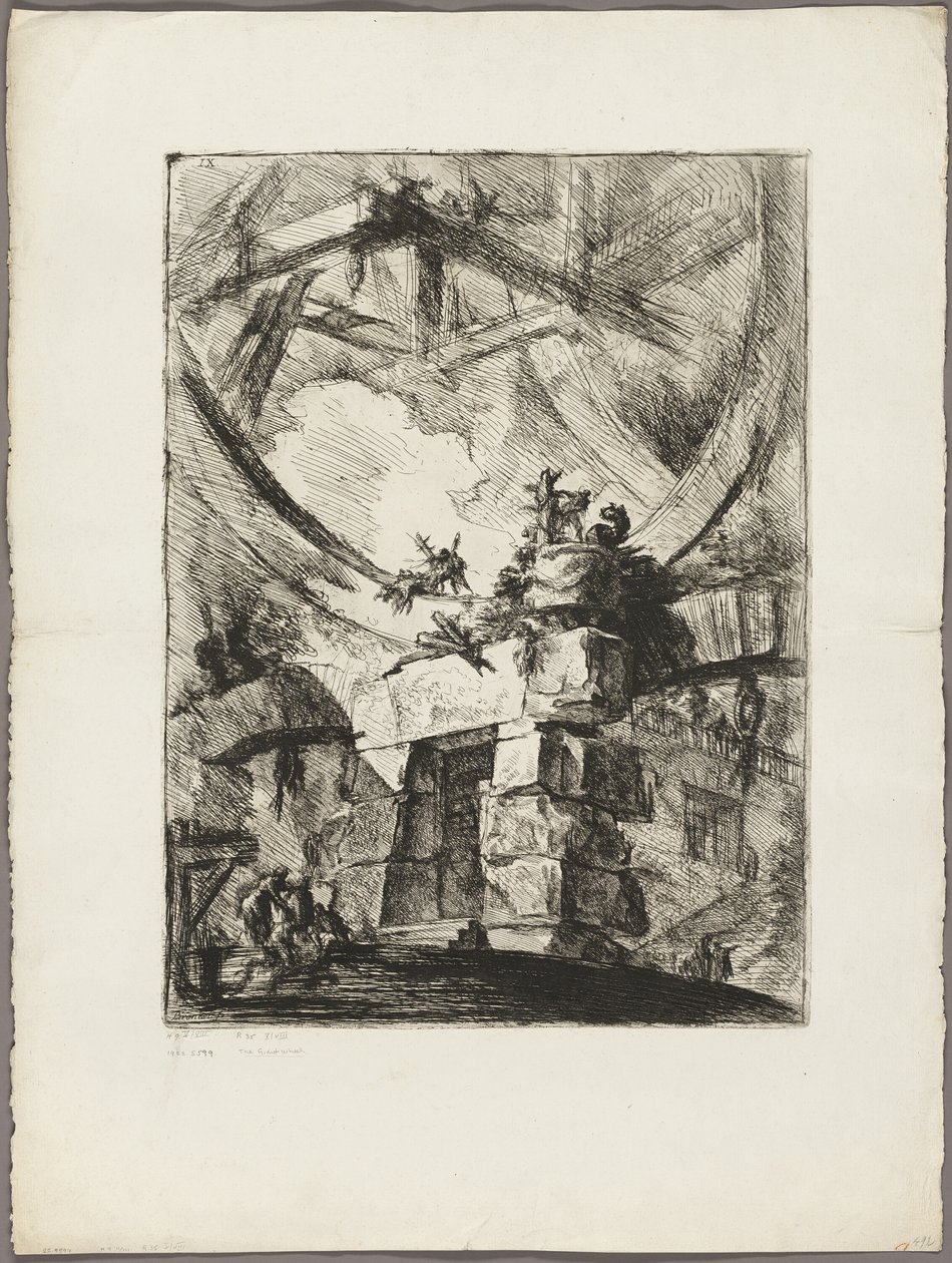 Olbrzymie Koło, płyta 9 z Wyimaginowanych Więzien autorstwa Giovanni Battista Piranesi