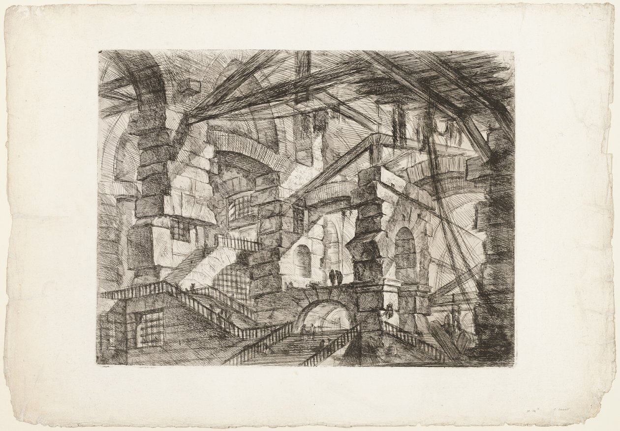 Łuk gotycki, tablica 14 z wyimaginowanych więzień autorstwa Giovanni Battista Piranesi