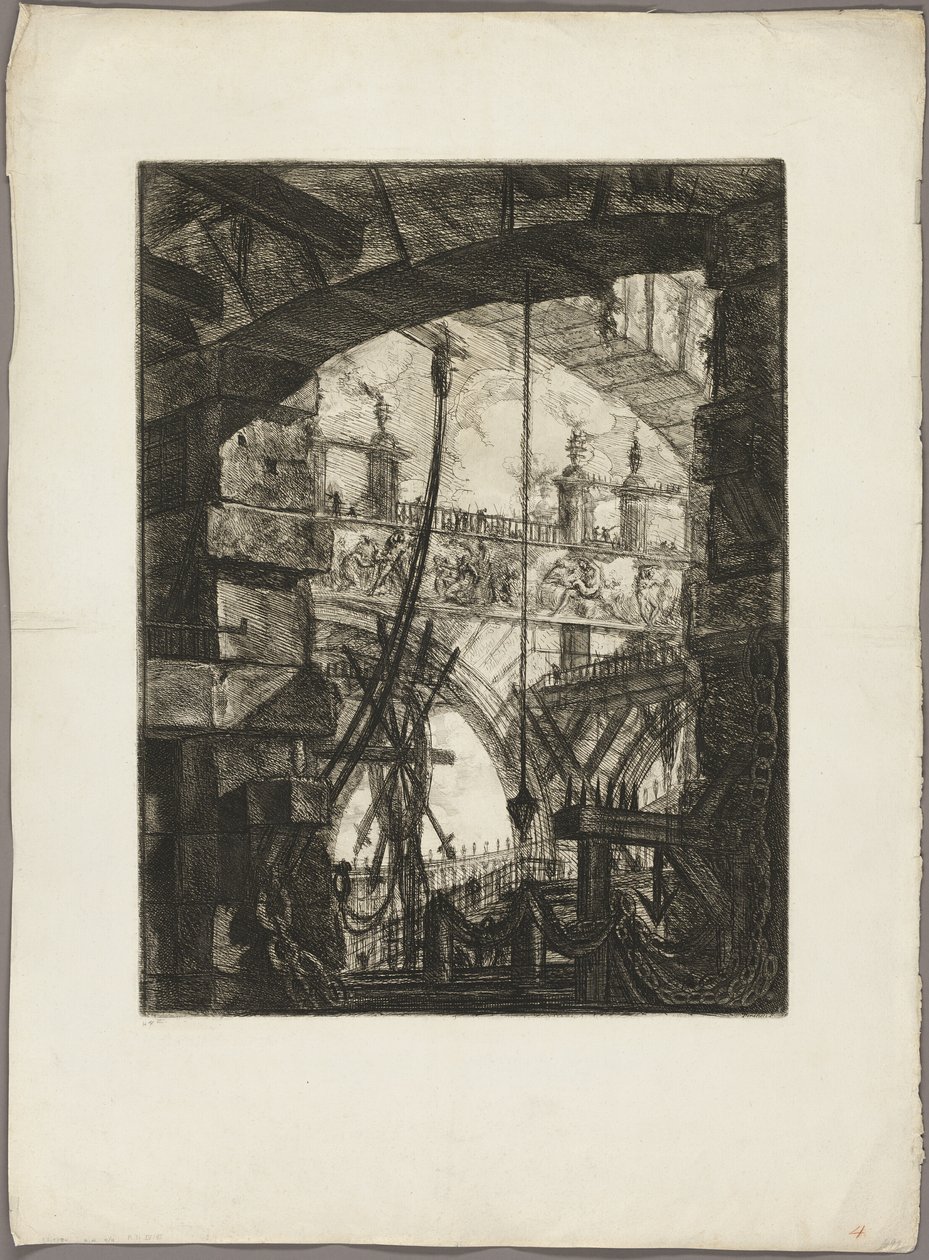 Grand Piazza, tablica 4 z wyimaginowanych więzień autorstwa Giovanni Battista Piranesi