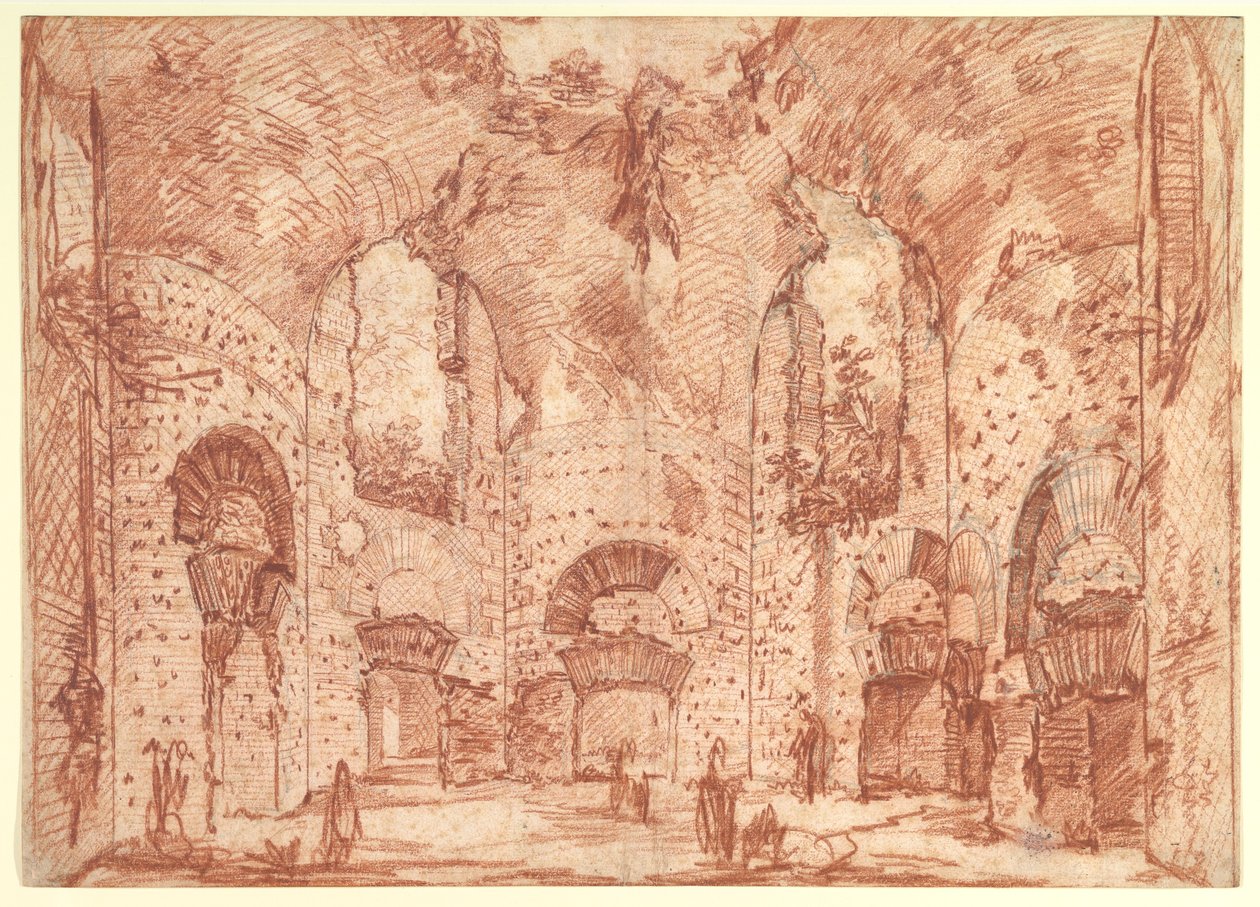 Ośmiokątna sala w małych termach w willi Hadriana (Tivoli) autorstwa Giovanni Battista Piranesi