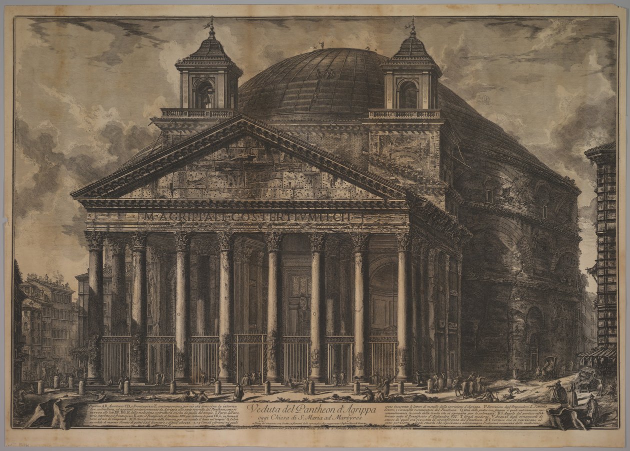 Panteon na zewnątrz Widok dzisiejszego Panteonu Agryppy Kościół S. Maria ad Martyres, 1720-78. autorstwa Giovanni Battista Piranesi