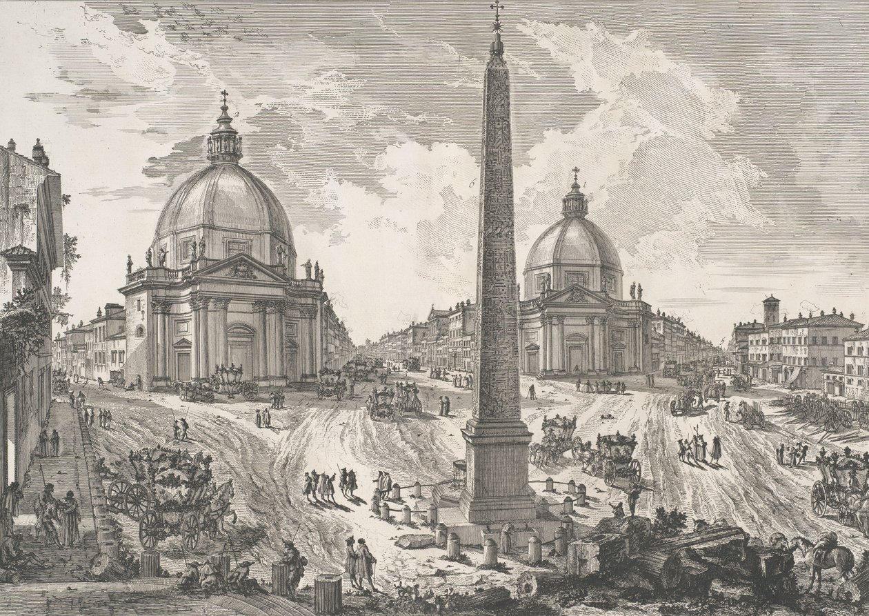 Piazza del Popolo Widok na Piazza del Popolo, ca. 1750. autorstwa Giovanni Battista Piranesi