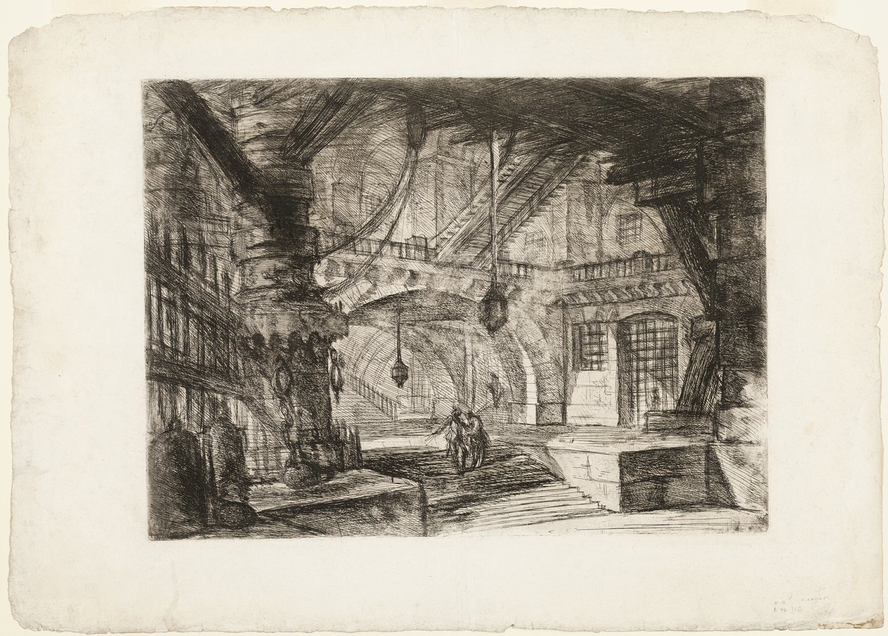 Molo z łańcuchami, płyta 16 z Wyimaginowanych Więzien autorstwa Giovanni Battista Piranesi