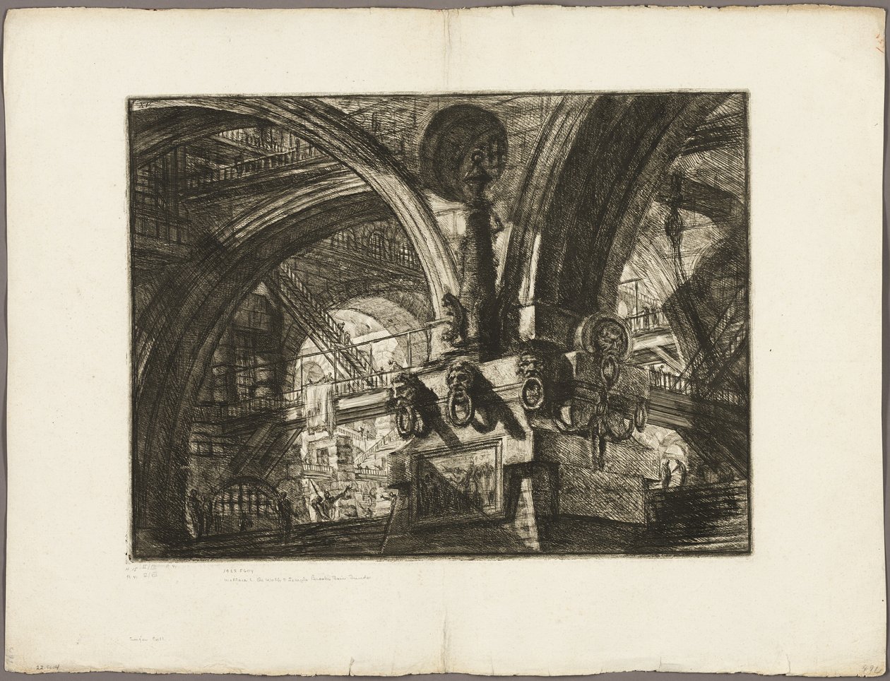 Molo z lampą, płyta 15 z Wyimaginowanych Więzien autorstwa Giovanni Battista Piranesi