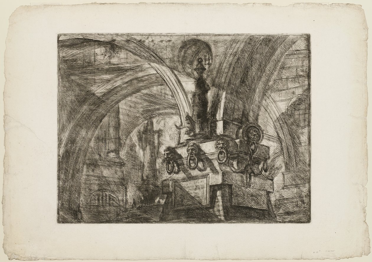 Molo z lampą, płyta 15 z Wyimaginowanych Więzien autorstwa Giovanni Battista Piranesi