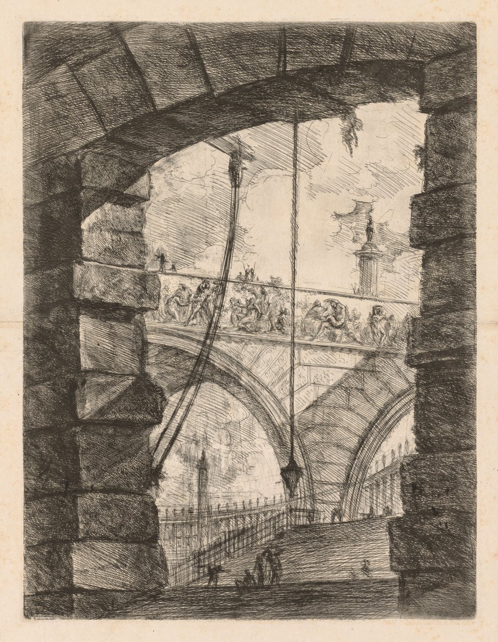 Więzienia: Wysoki łuk z fryzem, 1745-1750. autorstwa Giovanni Battista Piranesi