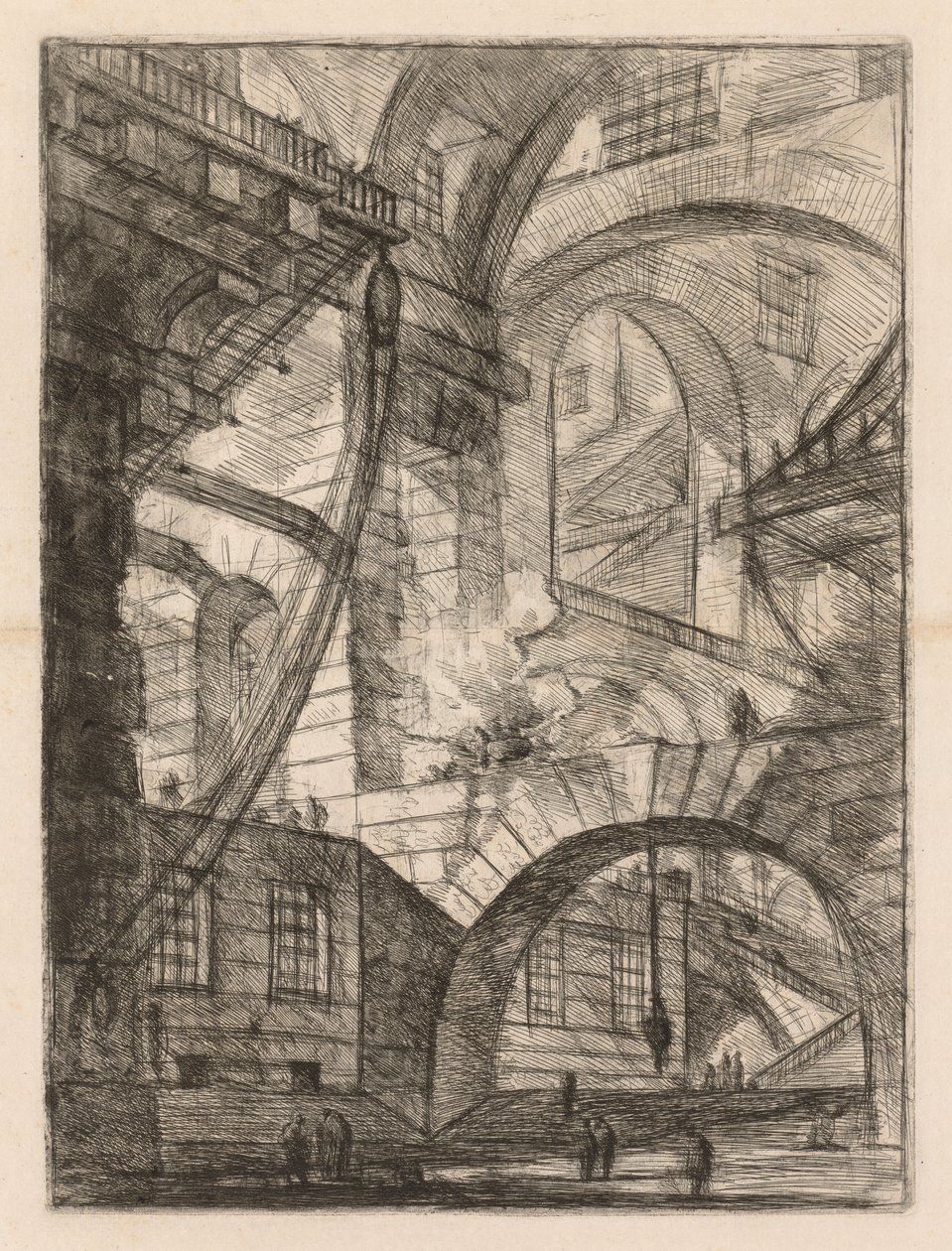 Więzienia: perspektywa łuków z dymiącym ogniem autorstwa Giovanni Battista Piranesi