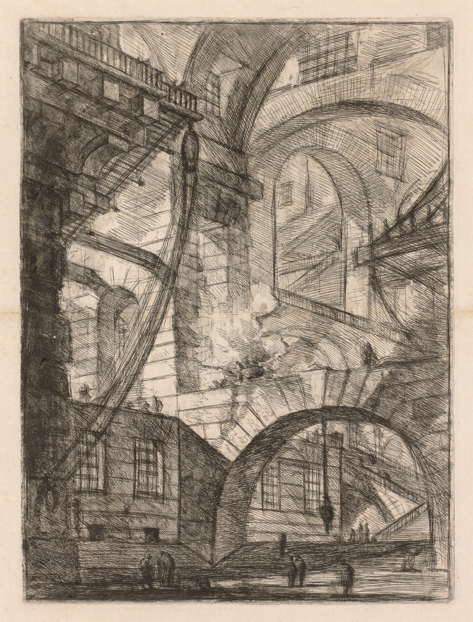 Więzienia: perspektywa łuków z dymiącym ogniem, 1745-1750. autorstwa Giovanni Battista Piranesi