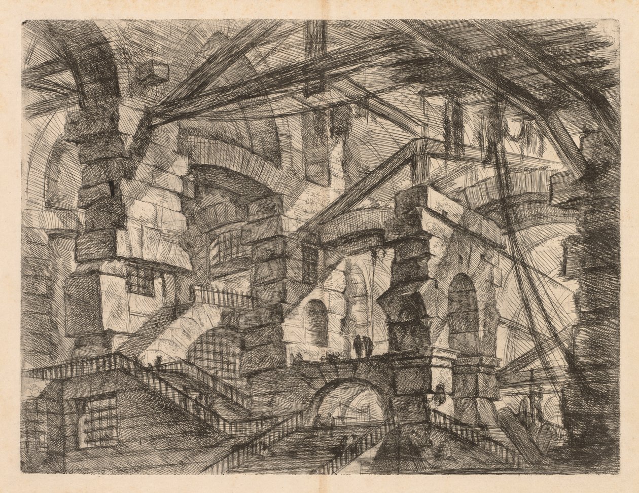 Więzienia: perspektywa kolumnad ze schodami zygzakowatymi, 1745-1750. autorstwa Giovanni Battista Piranesi