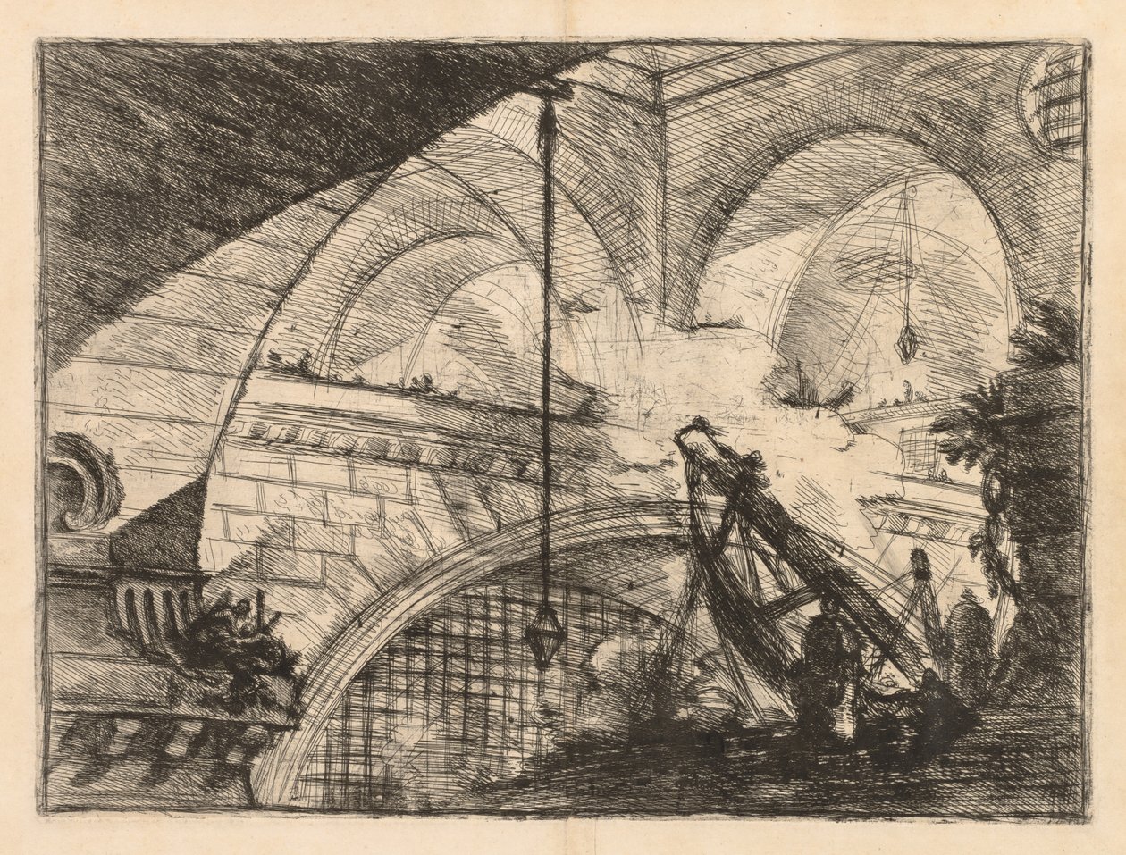 Więzienia: seria galerii z wznoszeniem belek w stylu żurawia autorstwa Giovanni Battista Piranesi