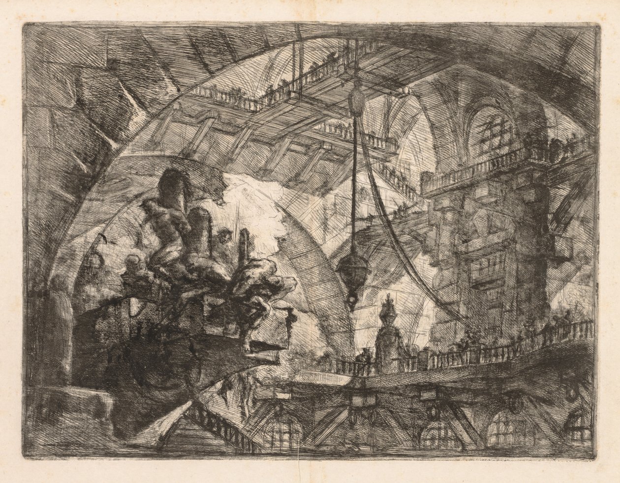 Więzienia: Rozległa galeria z grupą więźniów, 1745-1750. autorstwa Giovanni Battista Piranesi