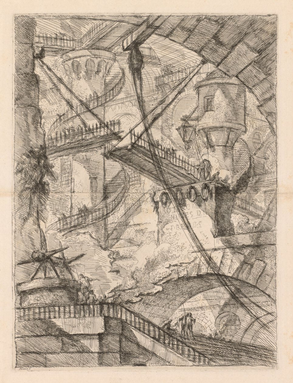 Więzienia: ogromne wnętrze ze zwodzonym mostem autorstwa Giovanni Battista Piranesi