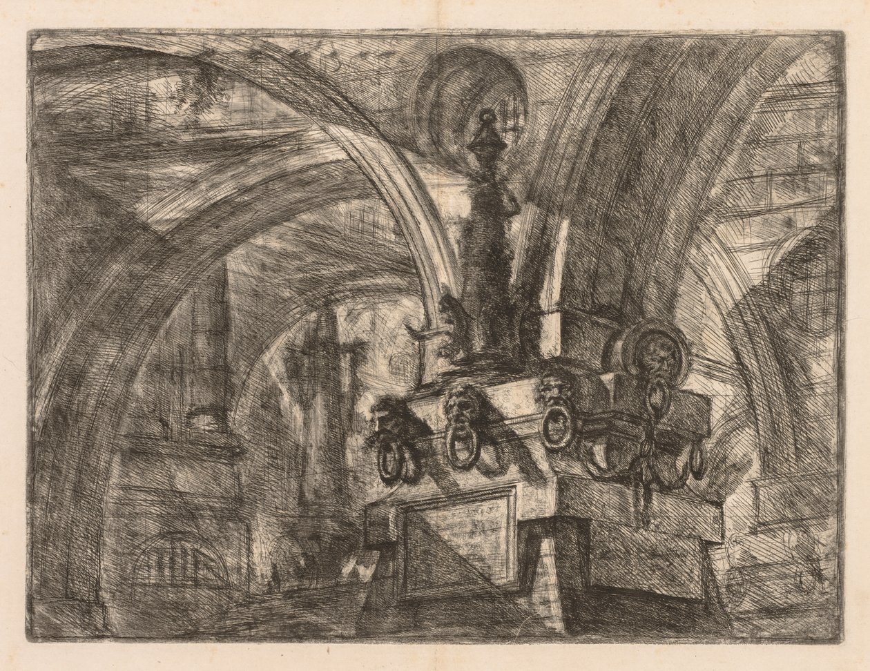Więzienia: okrągłe łuki wyrastające z kwadratowej kolumny autorstwa Giovanni Battista Piranesi