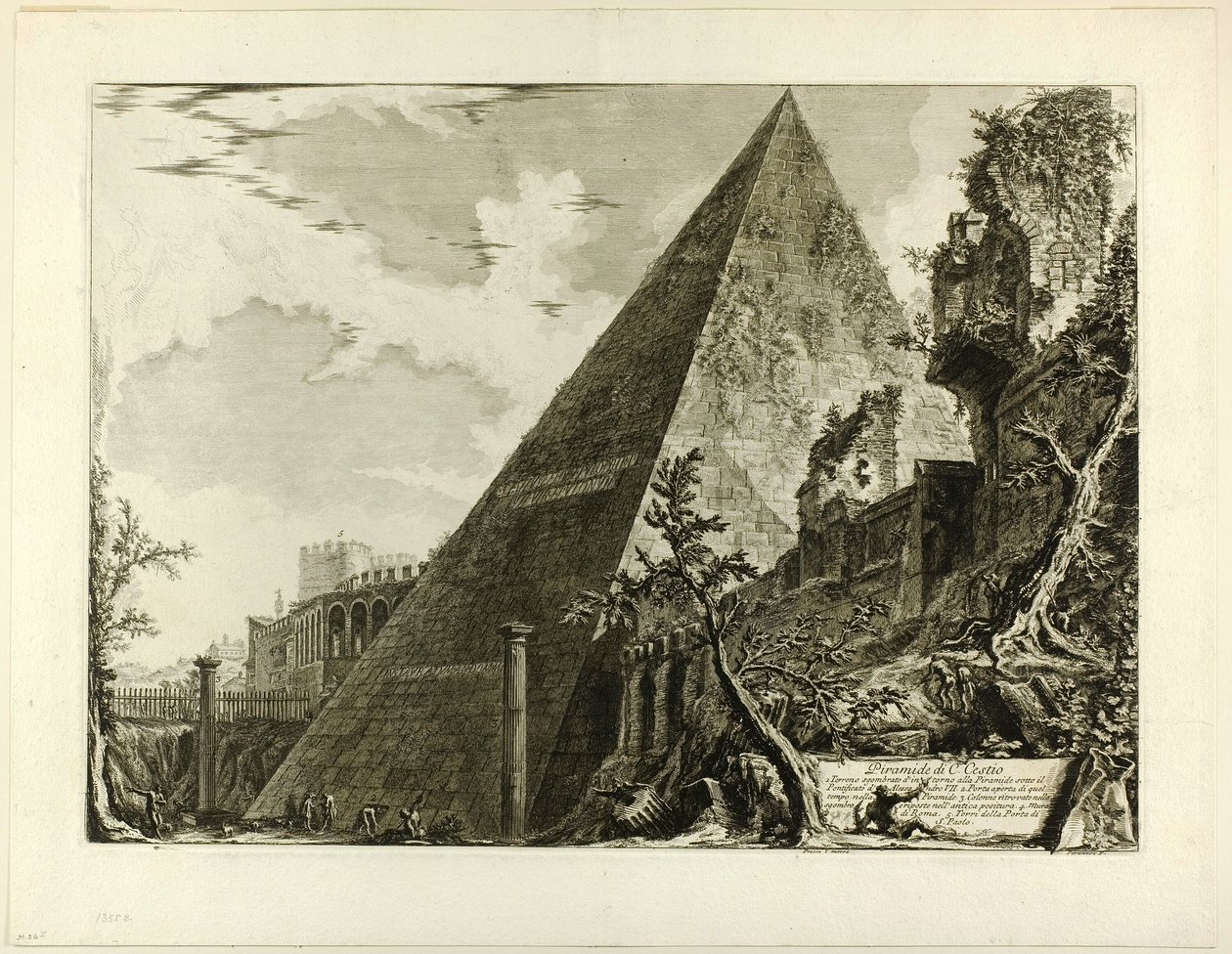 Piramida Gajusza Cestiusza, z widoków Rzymu autorstwa Giovanni Battista Piranesi