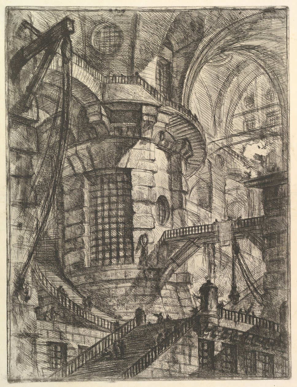Okrągła wieża, z wyimaginowanych więzień Carceri dinvenzione, ca. 1749-50. autorstwa Giovanni Battista Piranesi