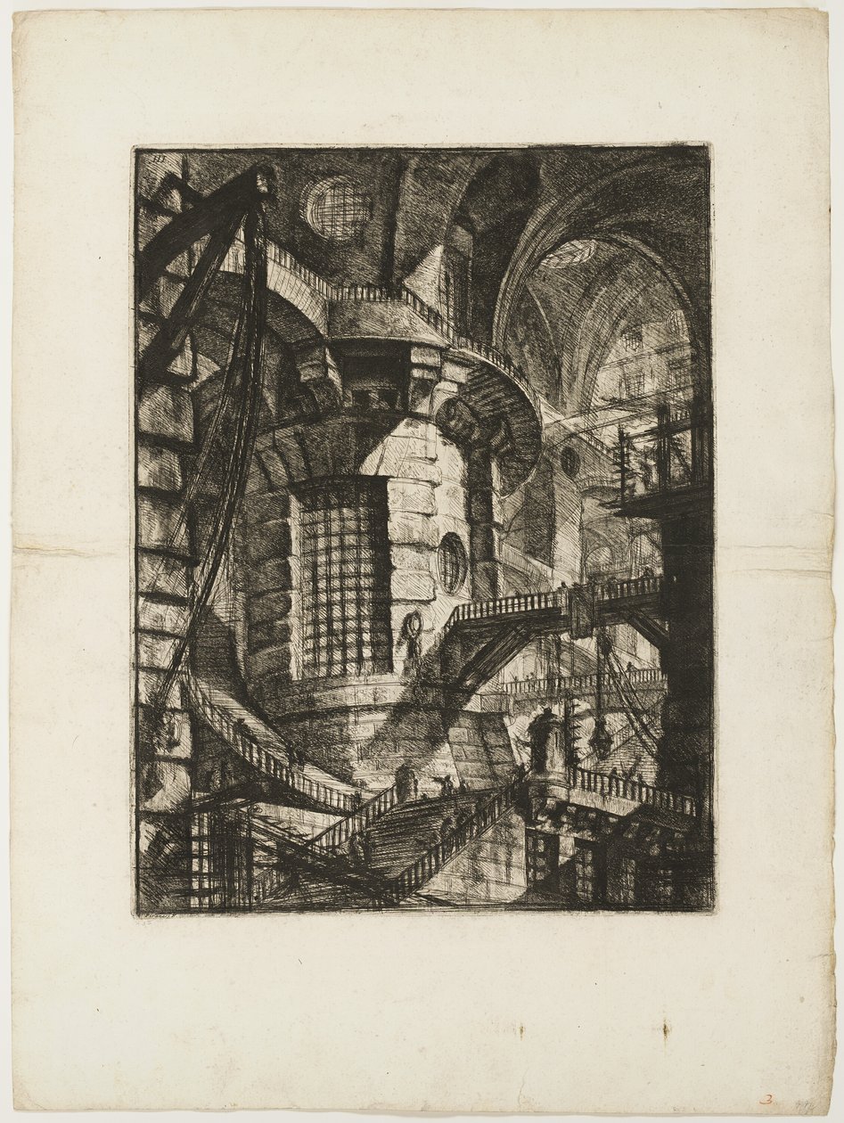 Okrągła Wieża, tablica 3 z Wyimaginowanych Więzien autorstwa Giovanni Battista Piranesi