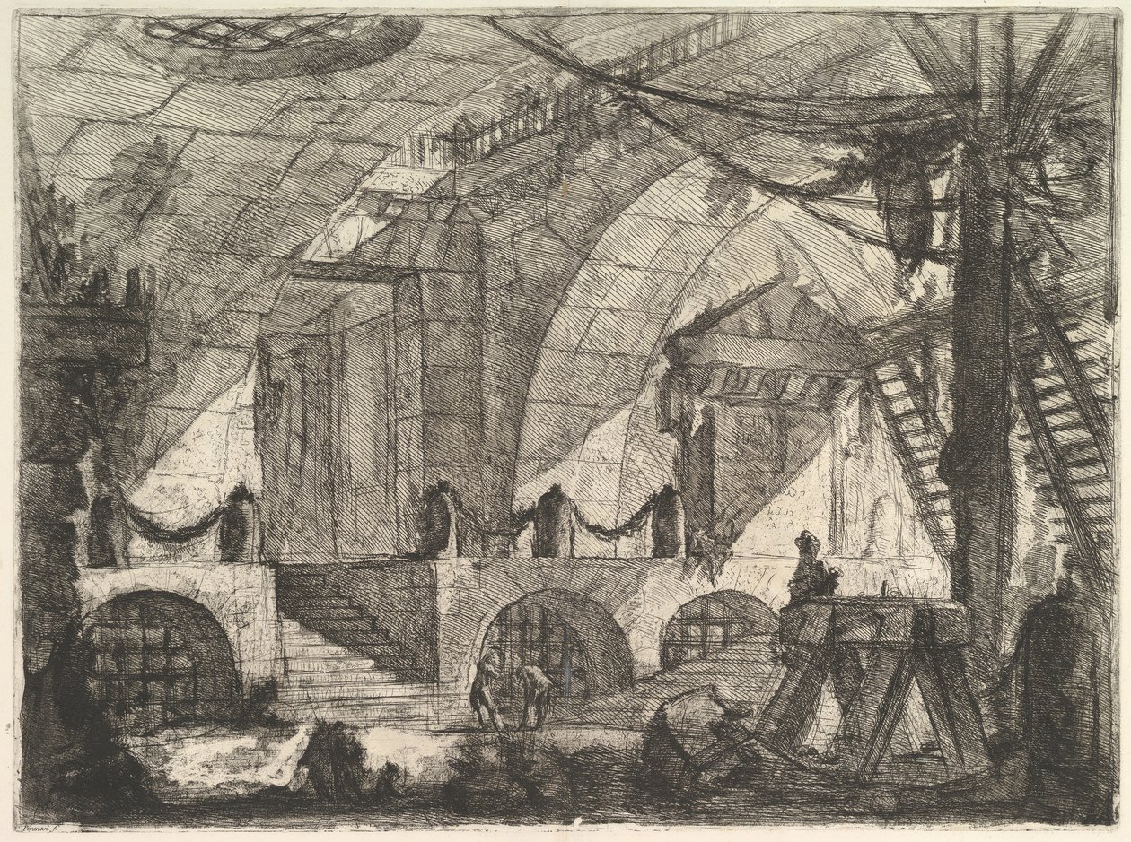 Sawhorse z wyimaginowanych więzień Carceri dinvenzione, ca. 1749-50. autorstwa Giovanni Battista Piranesi