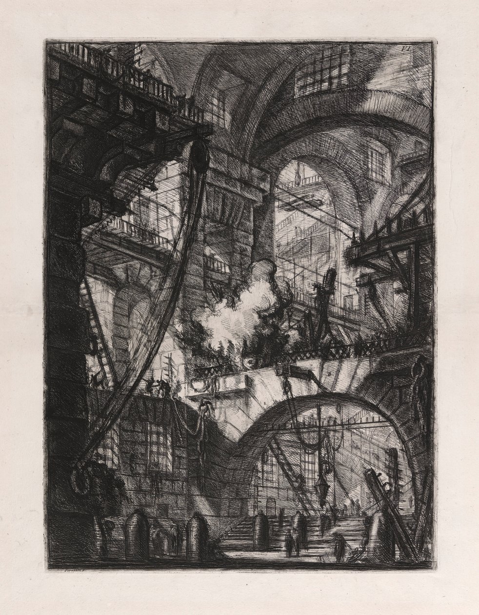 Dymiący ogień, płyta 6 z Carceri d autorstwa Giovanni Battista Piranesi