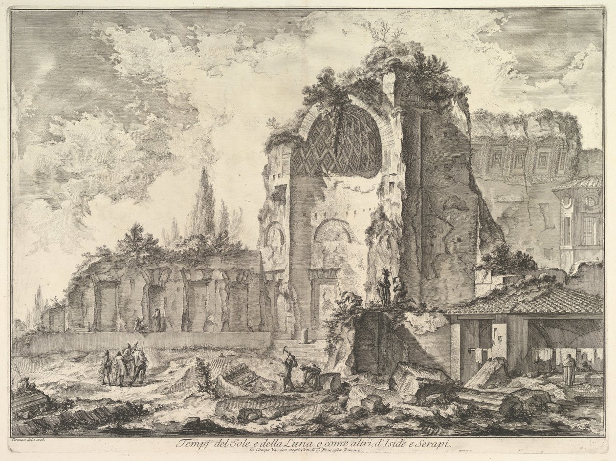 Świątynia Wenus i Romów błędnie nazywana Świątynią Sol i Luna Veduta degli..., ca. 1759. autorstwa Giovanni Battista Piranesi