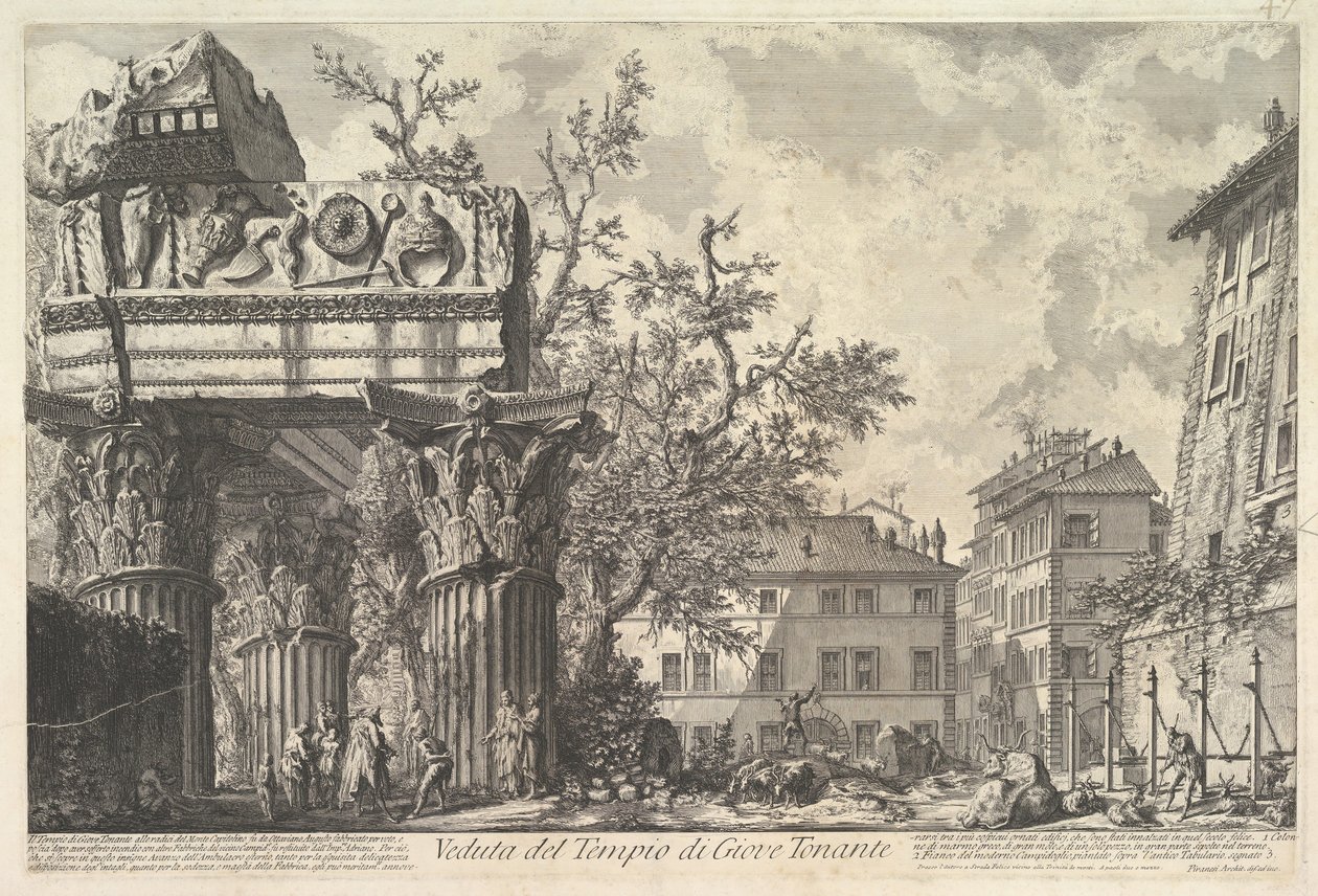 Świątynia Wespiana Widok na Świątynię Jowisza Grzmoty, ok. 550 tys. 1756. autorstwa Giovanni Battista Piranesi