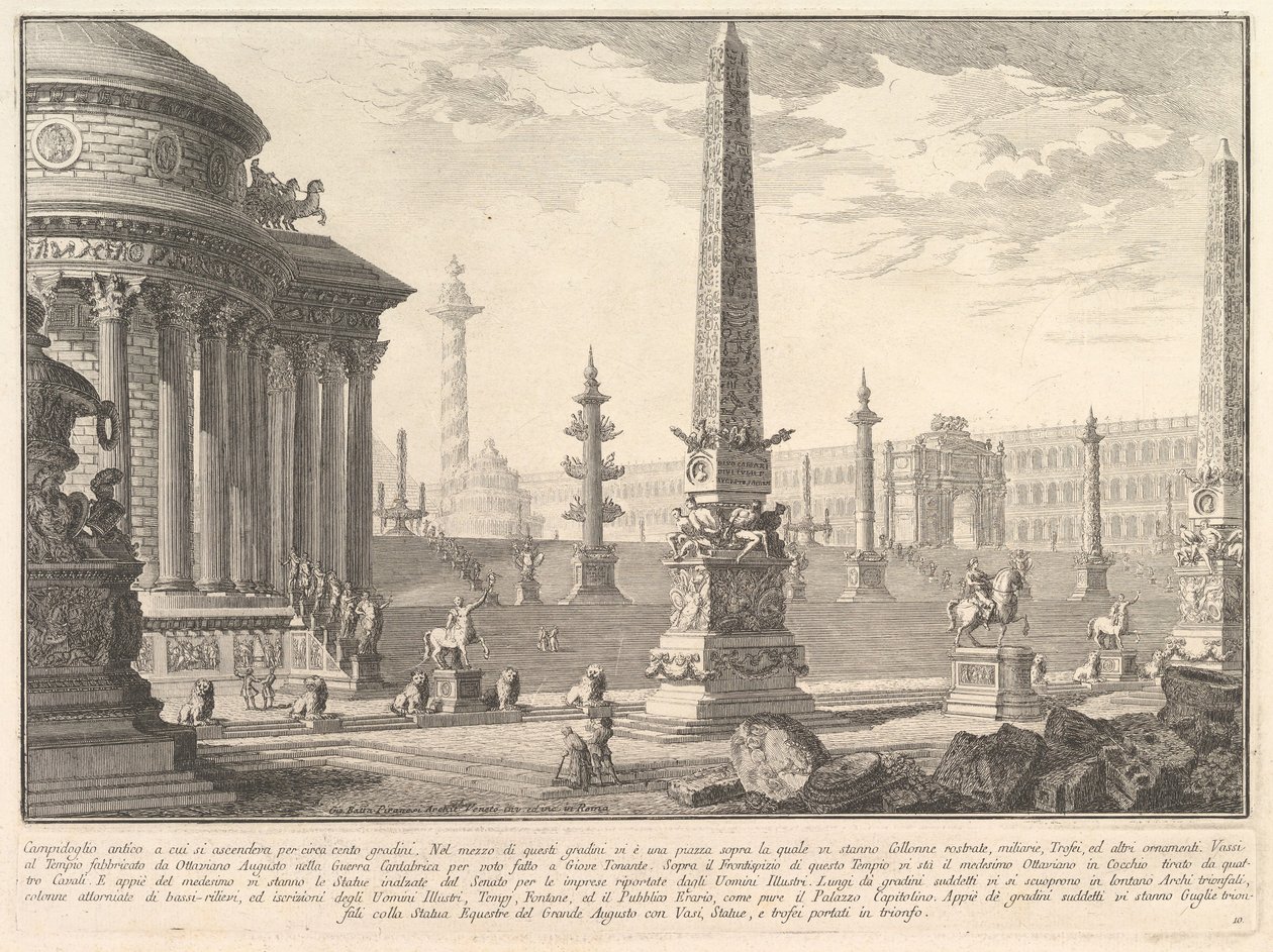 Starożytny Kapitol wspiął się po około stu stopniach. . . Mrówka Campidoglio..., ca. 1750. autorstwa Giovanni Battista Piranesi