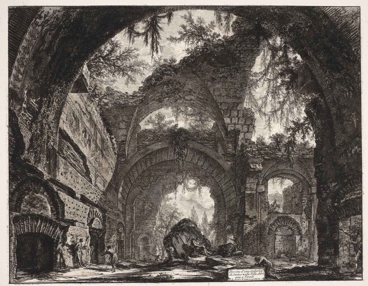 Thermen w de Villa Adriana t i Tivoli? Ruiny Galerii Posągów w Willi Hadriana w Tivoli (tytuł na obiekcie) Gezichten op Rome (tytuł serii) Widoki Rzymu zaprojektowane i wyryte przez architekta Giambattistę Piranesiego Ve (nez) iano (tytuł serii) autorstwa Giovanni Battista Piranesi