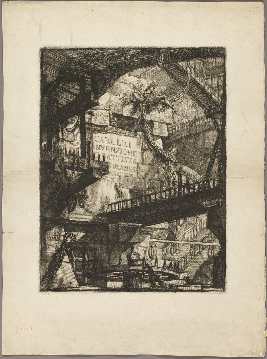 Strona tytułowa z wyimaginowanych więzień autorstwa Giovanni Battista Piranesi