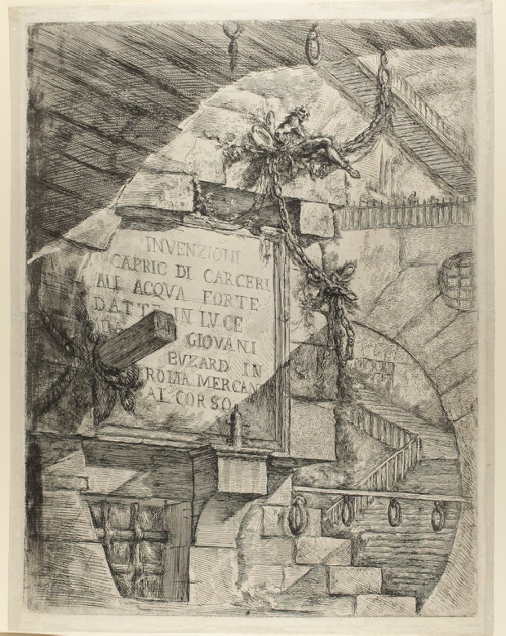 Strona tytułowa z wyimaginowanych więzień autorstwa Giovanni Battista Piranesi