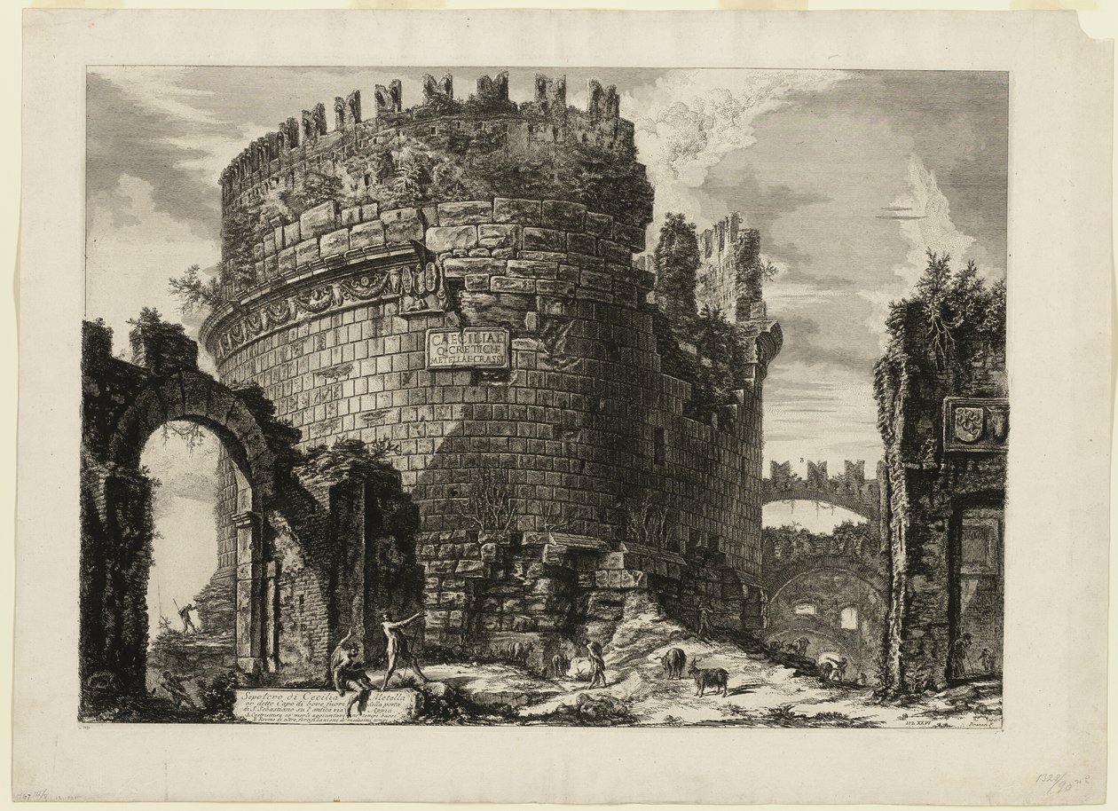 Grobowiec Caecilii Metelli, z Widoki Rzymu autorstwa Giovanni Battista Piranesi