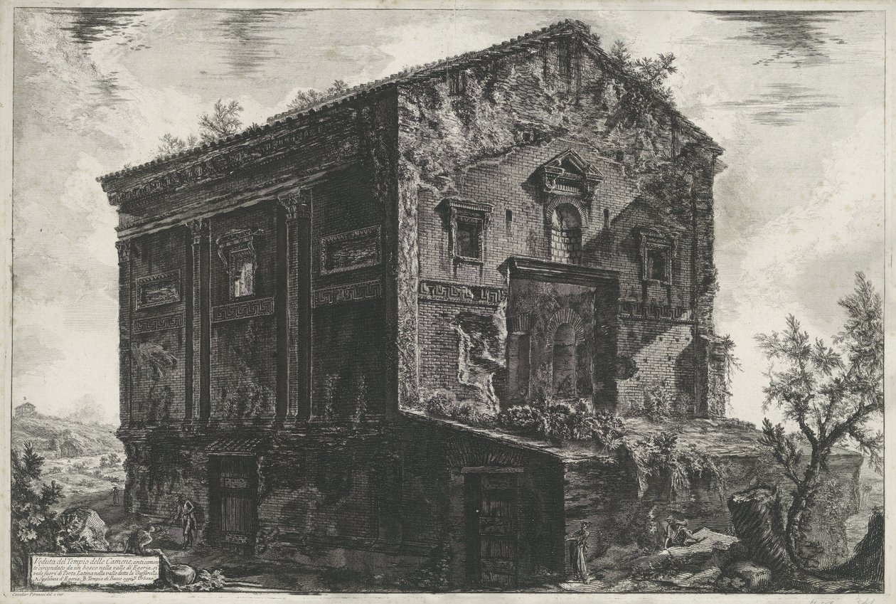 Tombe van Aspasia Annia Regilla w Rzymie Widok świątyni Camene (tytuł na obiekcie) Gezichten op Rome (tytuł serii) Widoki Rzymu zaprojektowane i wyryte przez architekta Giambattistę Piranesiego Ve (nez) iano (tytuł serii) autorstwa Giovanni Battista Piranesi