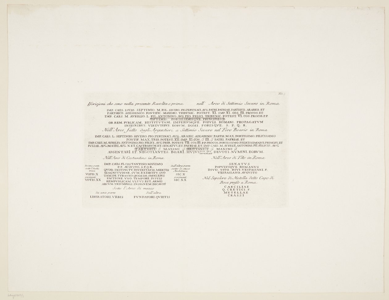 Transkrypcja różnych starożytnych napisów łacińskich autorstwa Giovanni Battista Piranesi