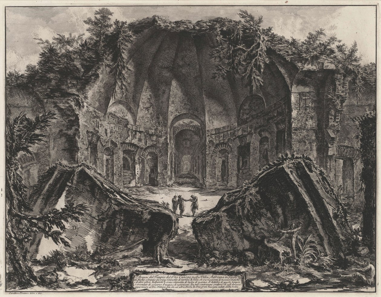 Pozostałości Canopusu w willi Hadriana w Tivoli (z: Vedute di Roma) autorstwa Giovanni Battista Piranesi