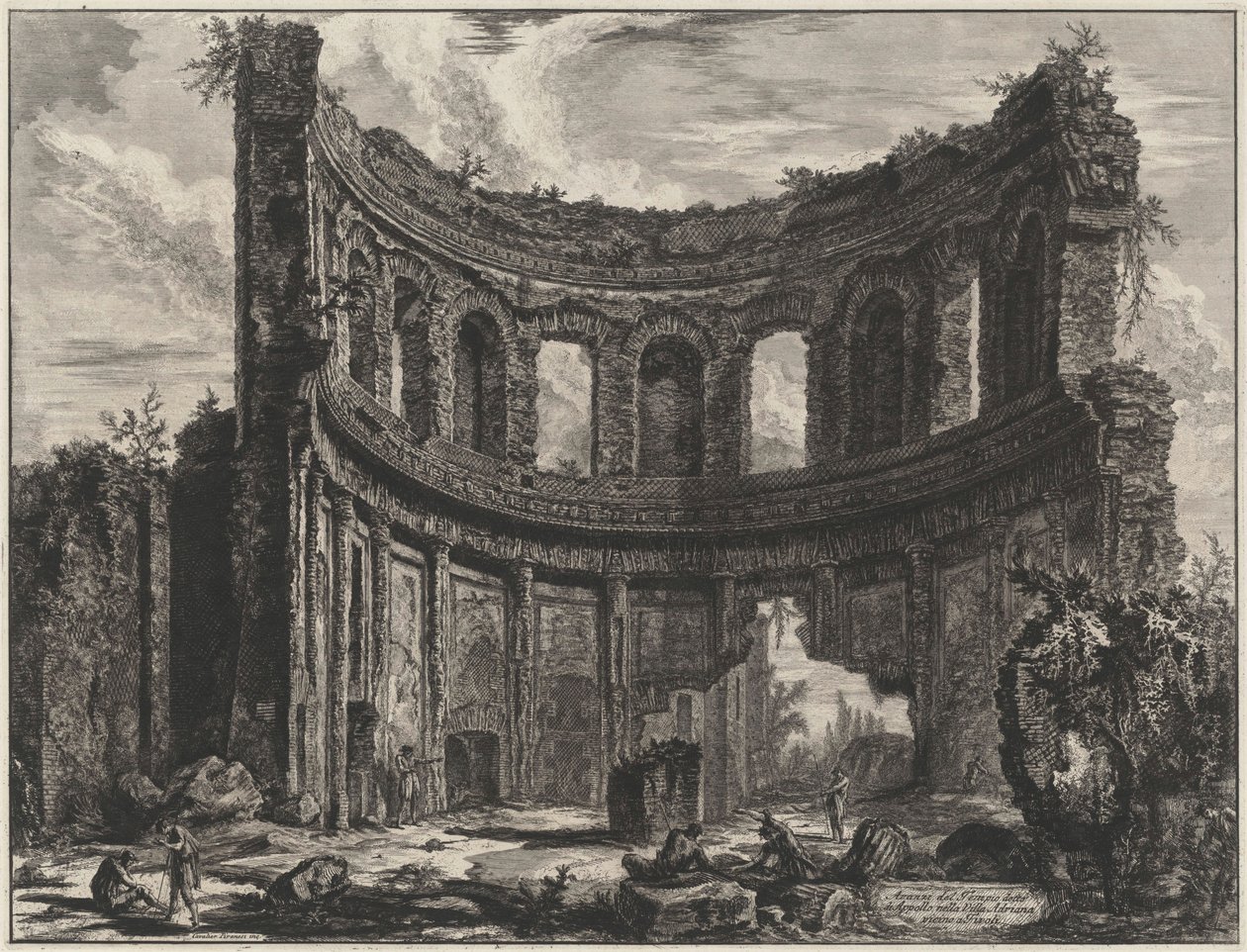 Pozostałości tak zwanej świątyni Apollina w willi Hadriana koło Tivoli (z: Vedute di Roma) autorstwa Giovanni Battista Piranesi