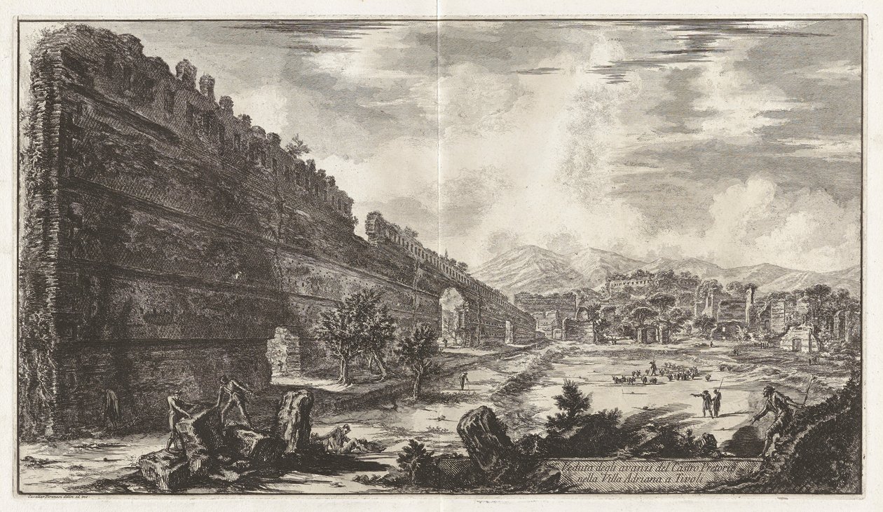 Widok pozostałości fortu pretorianów [Poecile] w Hadrian autorstwa Giovanni Battista Piranesi
