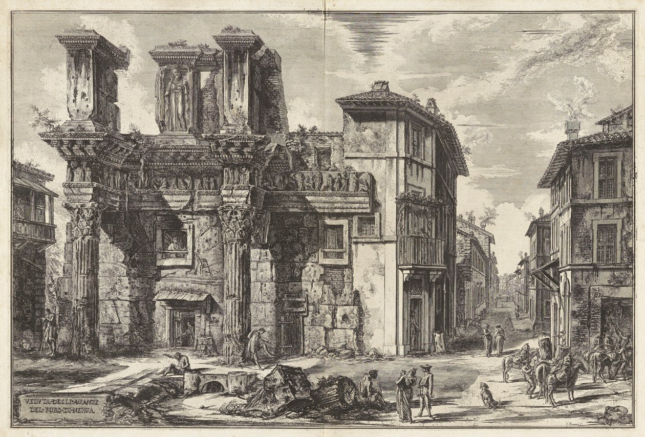 Widok na szczątki forum Nerwy z Vedute di Roma (Widoki Rzymu) autorstwa Giovanni Battista Piranesi