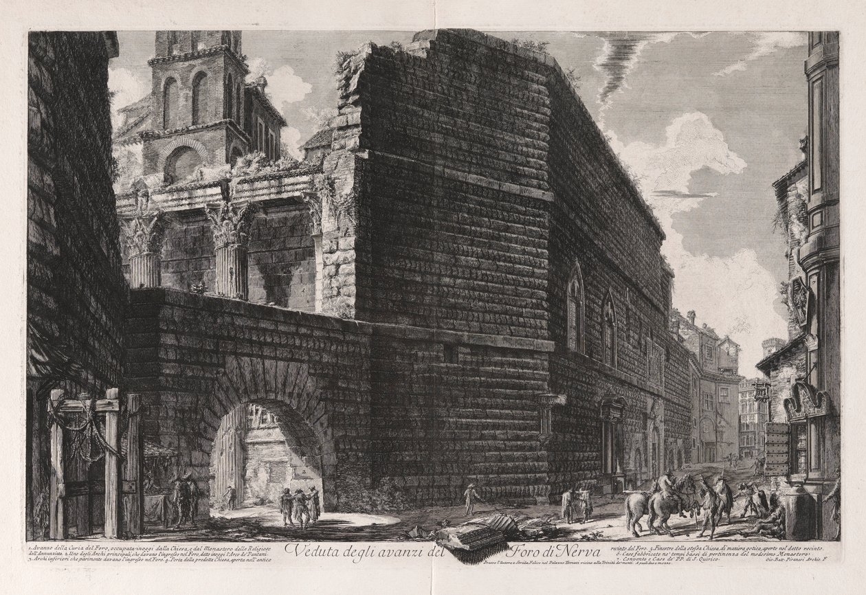 Widok szczątków Forum Nerwy z Vedute di Roma (Widoki Rzymu) autorstwa Giovanni Battista Piranesi