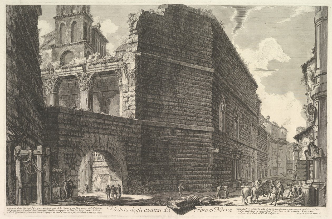 Veduta degli avanzi del Foro di Nerva, larcade et la muraille Forum Augusta [err ..., 1757. autorstwa Giovanni Battista Piranesi