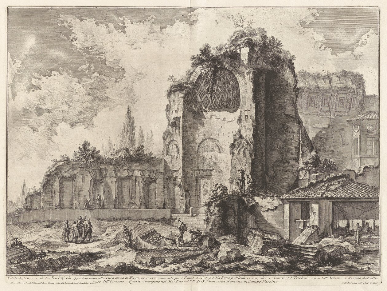 Widok szczątków dwóch Triclini, które należały do ​​Złotego Domu Nerona autorstwa Giovanni Battista Piranesi