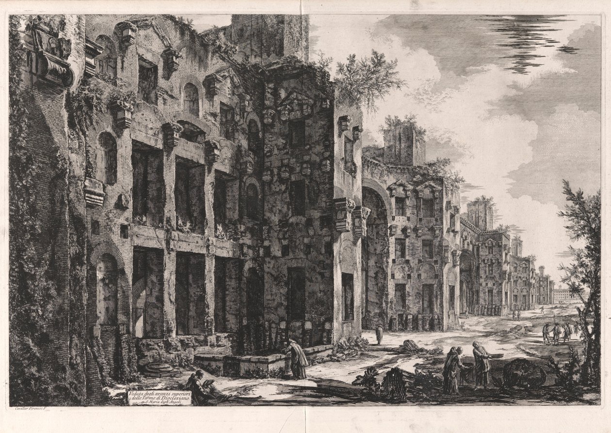 Widok na górne pozostałości Łazienek Dioklecjana w Santa Maria degli Angeli [wnętrze Frigidarium: ściana południowa]), z Vedute di Roma (Widoki Rzymu) autorstwa Giovanni Battista Piranesi