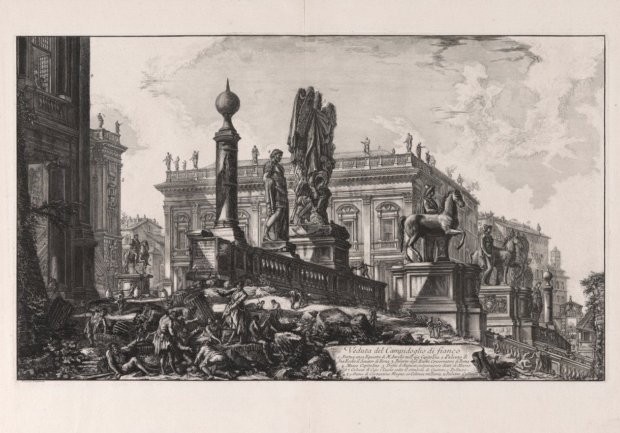 Widok na Campidoglio z boku, z Vedute di Roma (Widoki na Rzym) autorstwa Giovanni Battista Piranesi
