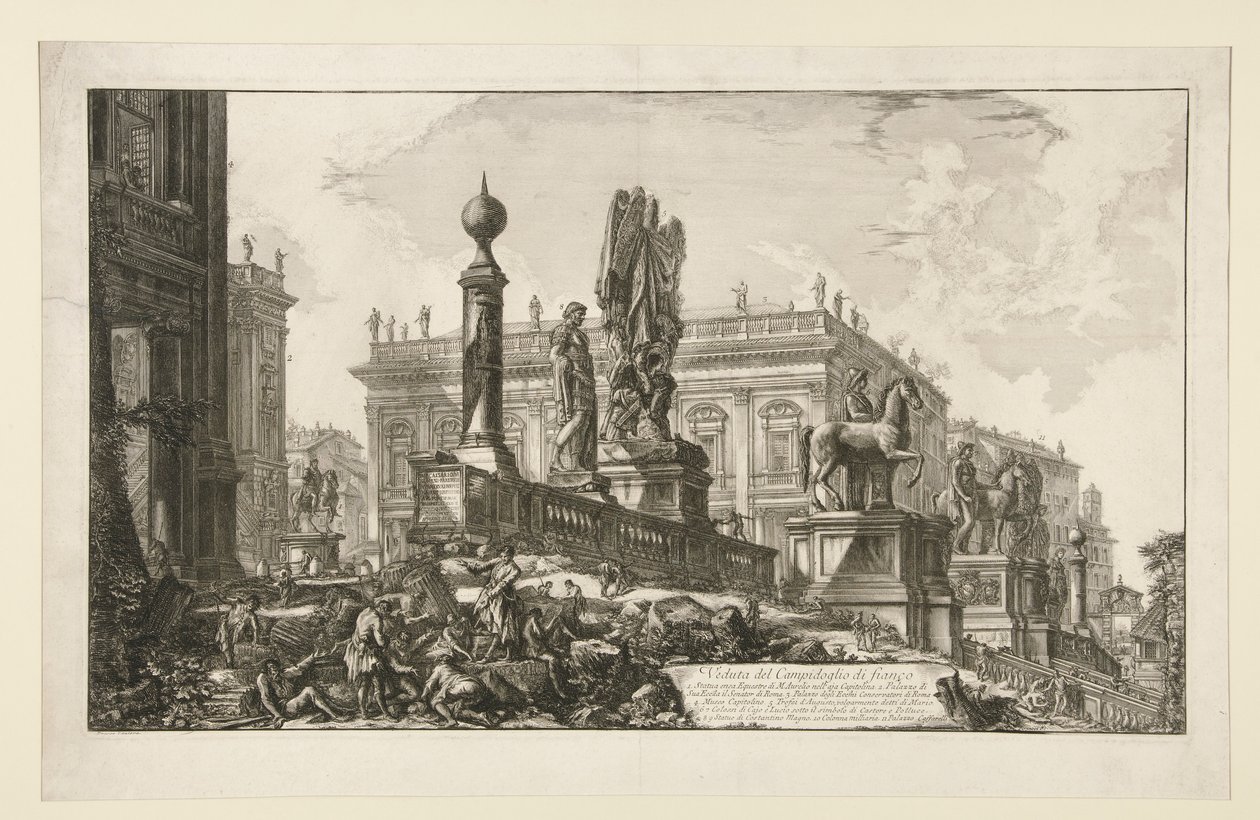 Widok na Campidoglio z boku z Vedute di Roma autorstwa Giovanni Battista Piranesi