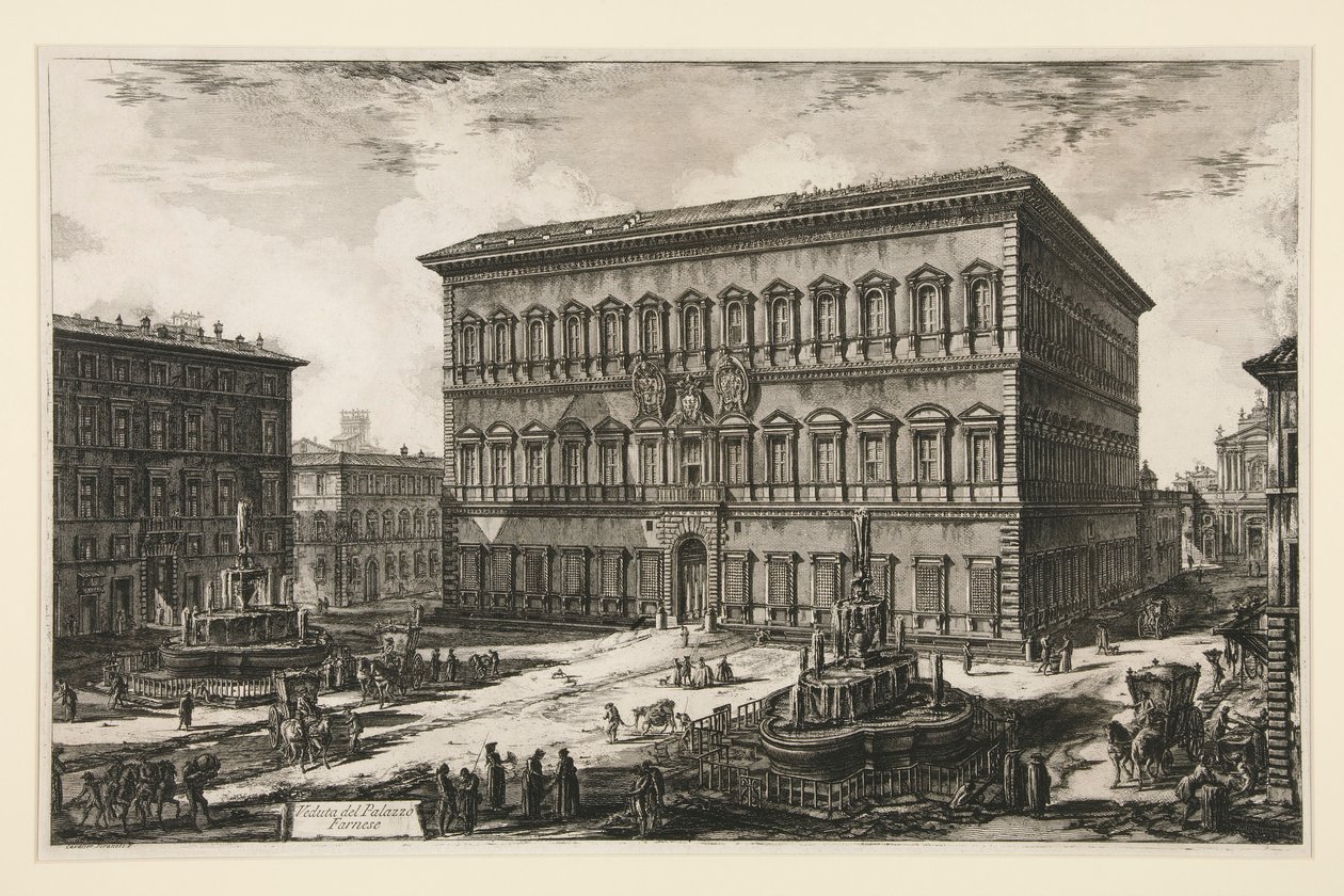 Widok na Palazzo Farnese, z widoków Rzymu autorstwa Giovanni Battista Piranesi