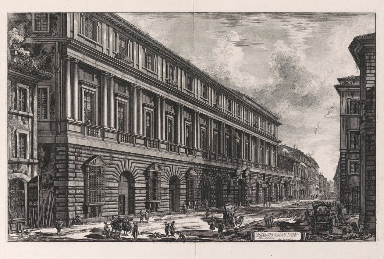 Widok na Pałac Stopani. Architektura autorstwa Rafaele d autorstwa Giovanni Battista Piranesi