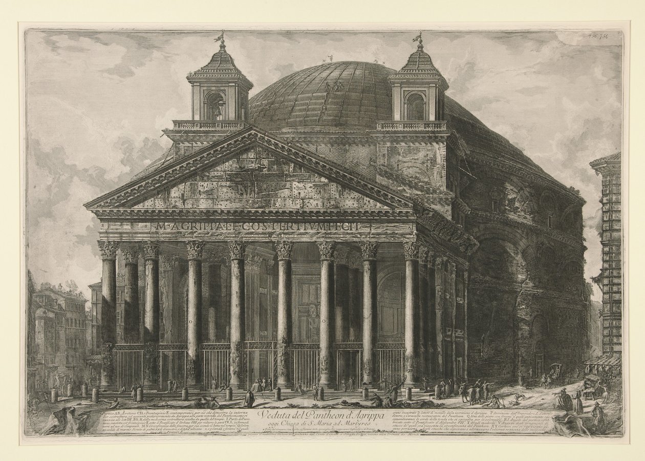 Widok Panteonu Agryppy, obecnie kościoła Santa Maria ad Martyres, z Vedute di Roma autorstwa Giovanni Battista Piranesi