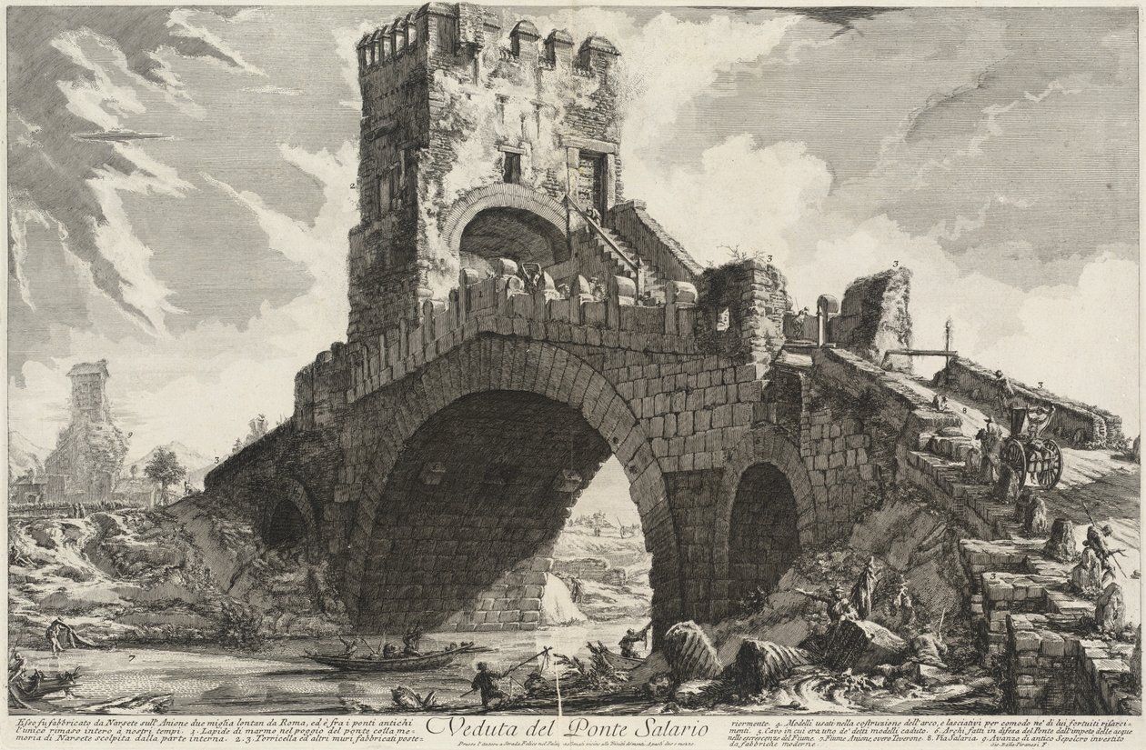 Widok na most Salario autorstwa Giovanni Battista Piranesi